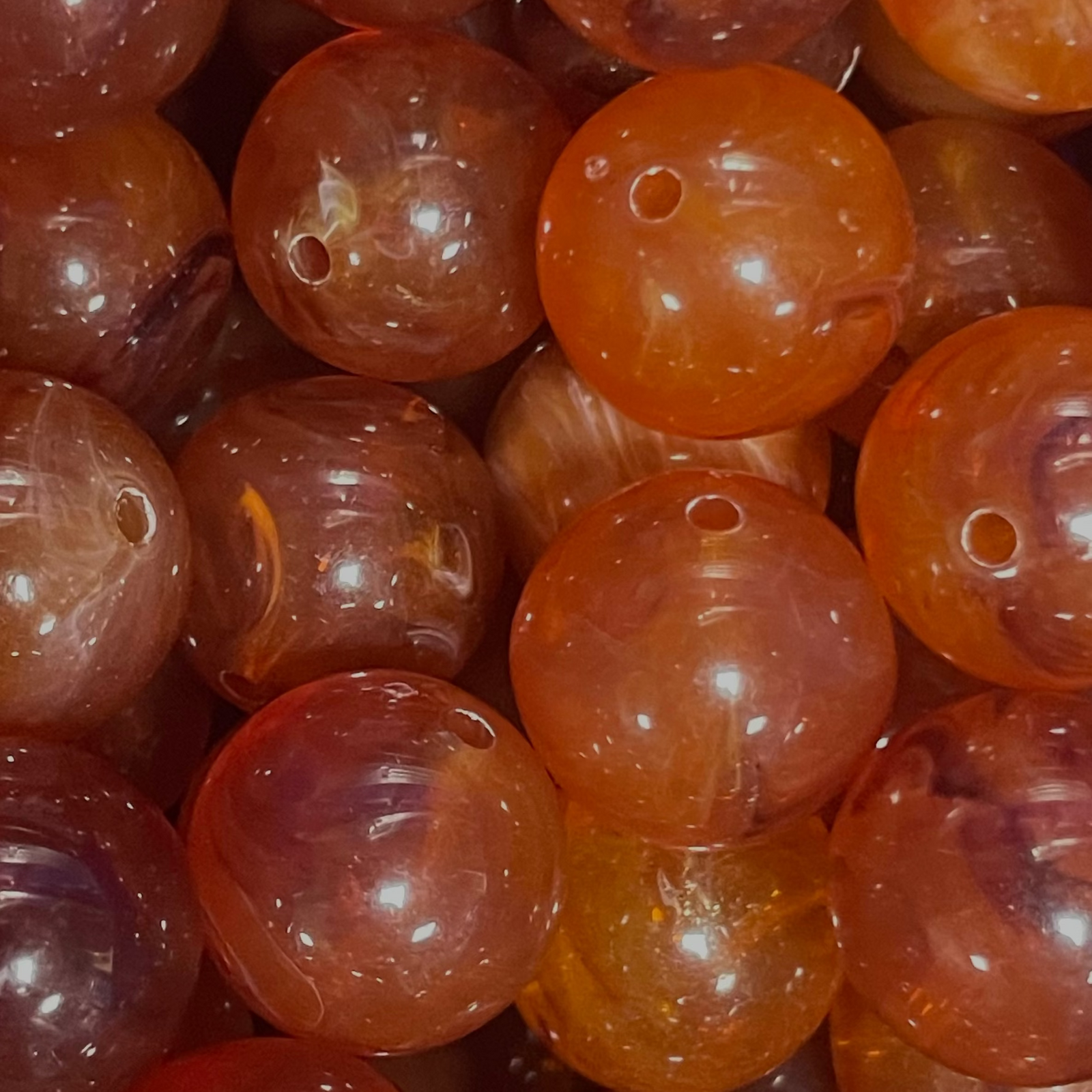 Acryl kraal rond marble orange 18mm - per stuk-Kralen-Kraaltjes van Renate