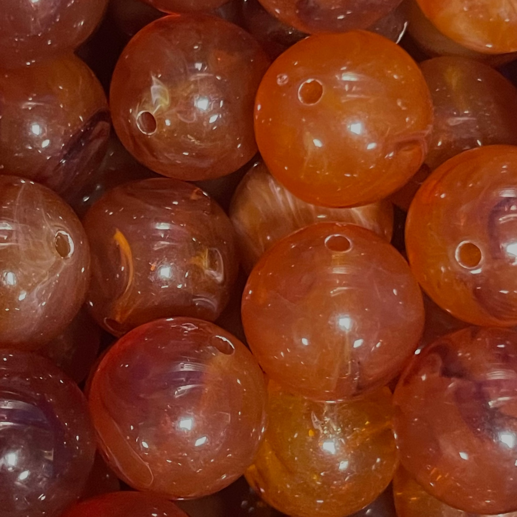 Acryl kraal rond marble orange 18mm - per stuk-Kralen-Kraaltjes van Renate