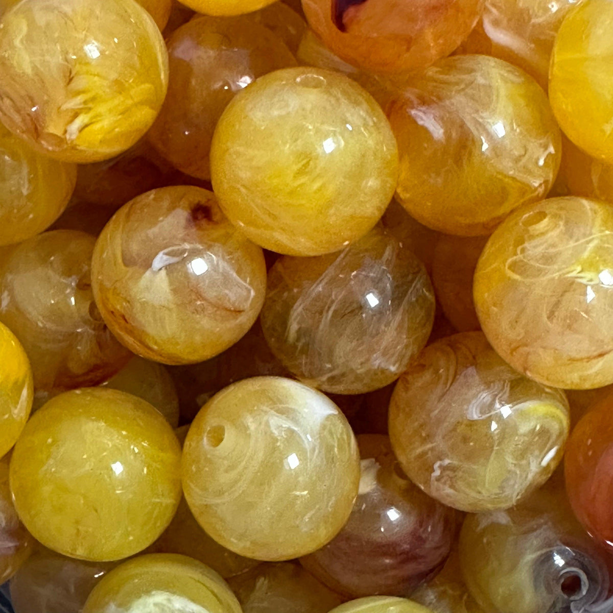 Acryl kraal rond marble Geel 18mm - per stuk-Kralen-Kraaltjes van Renate