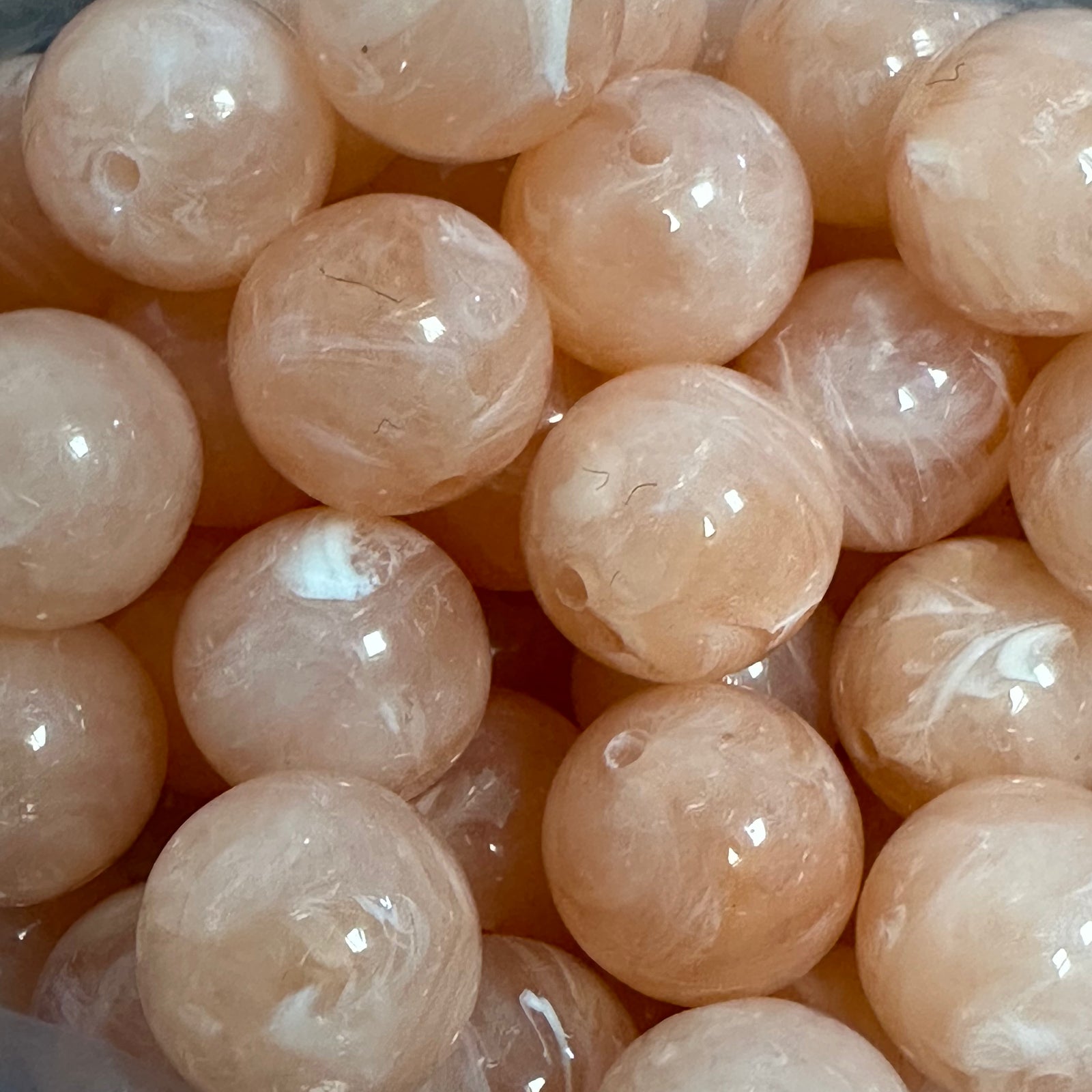 Acryl kraal rond marble Zalm Roze 18mm - per stuk-Kralen-Kraaltjes van Renate