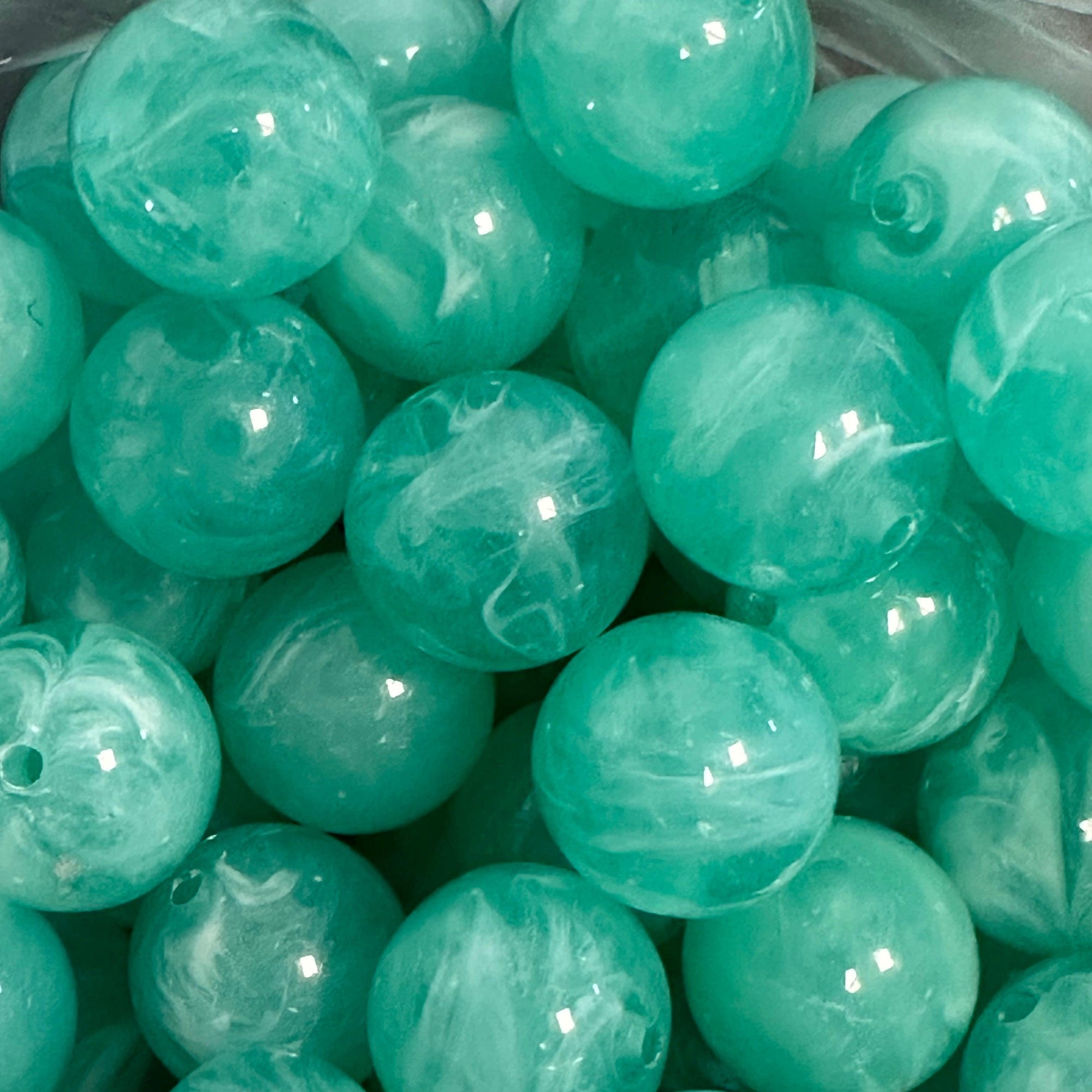 Acryl kraal rond marble Turquoise 18mm - per stuk-Kralen-Kraaltjes van Renate