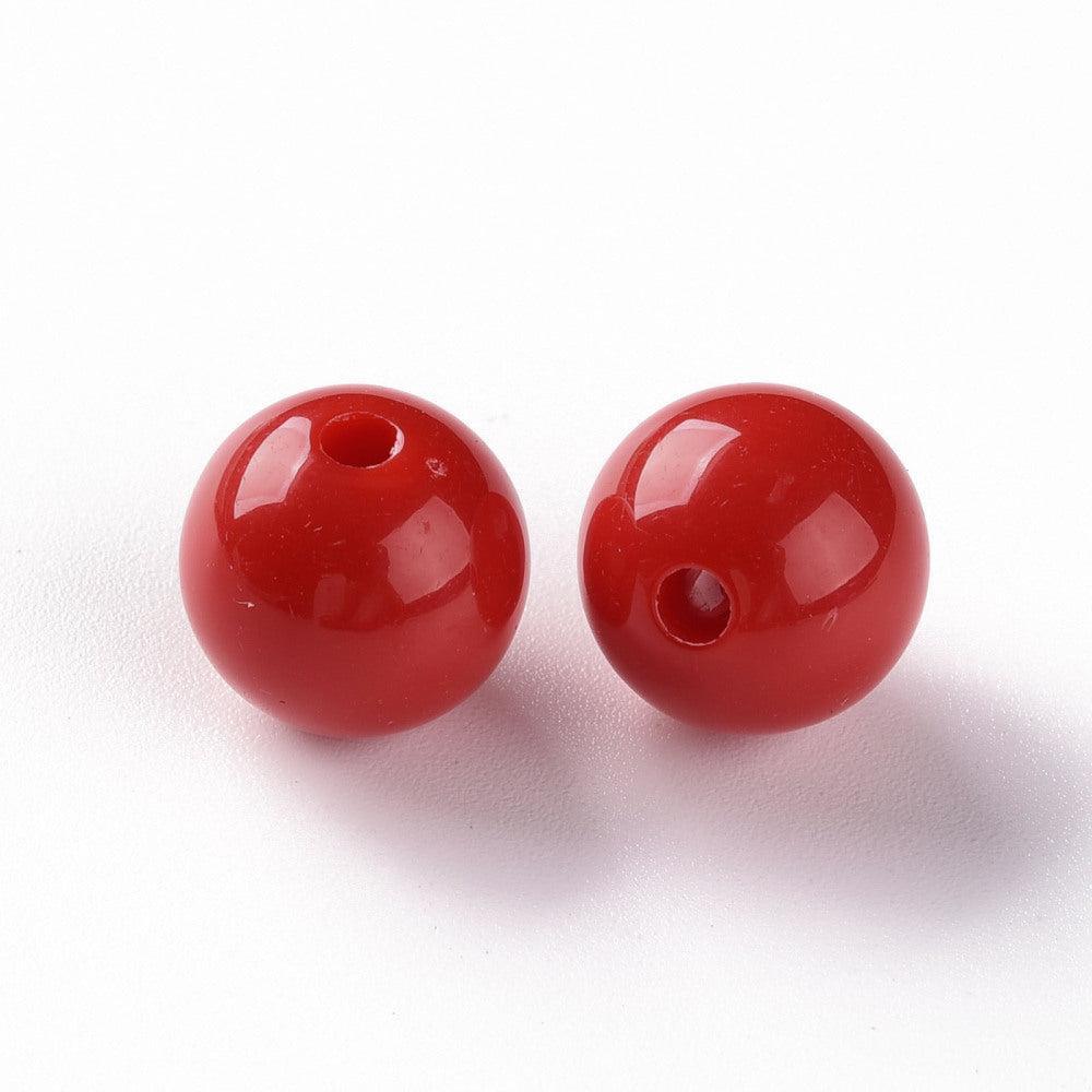 Acryl kraal rond rood 12mm - per stuk-Kralen-Kraaltjes van Renate