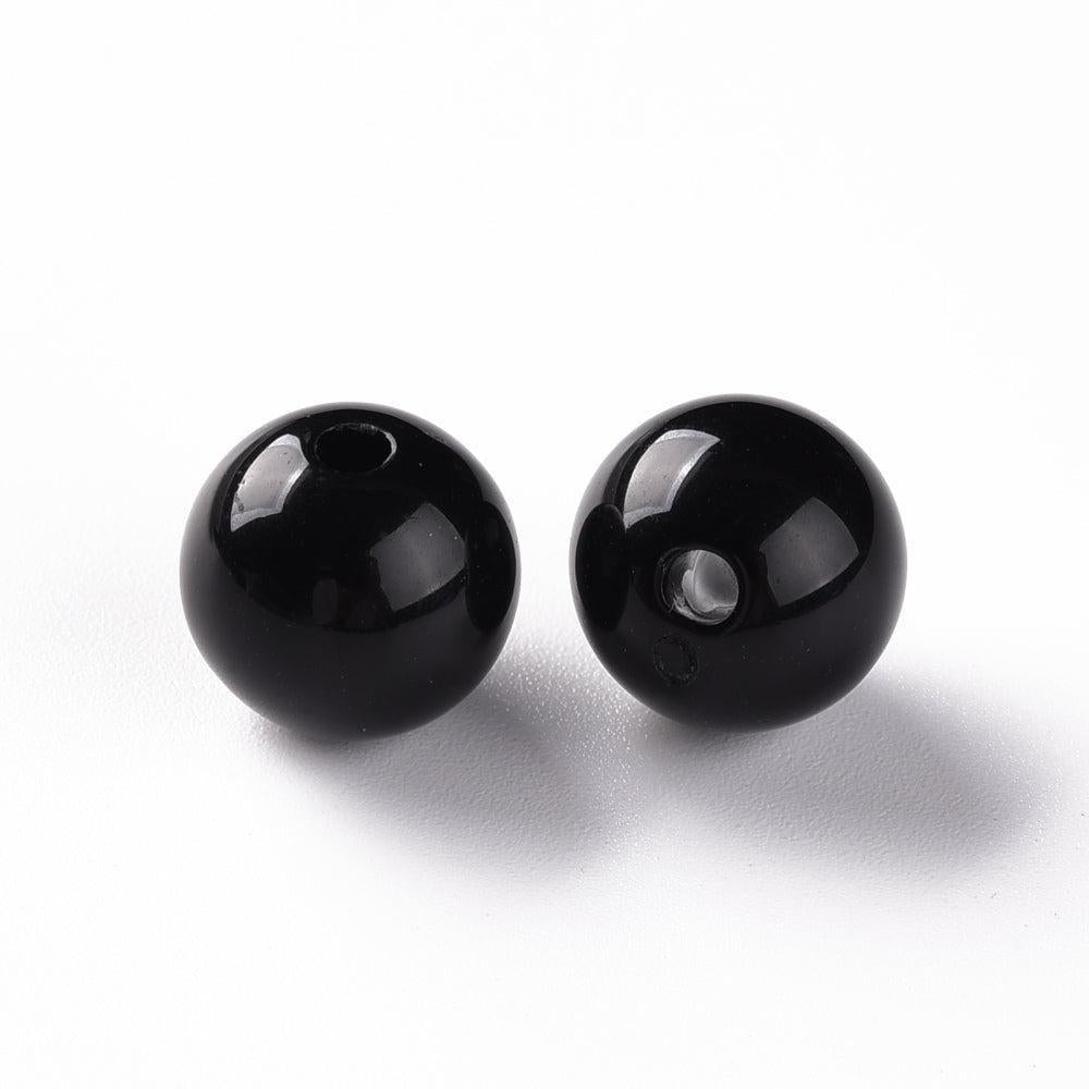 Acryl kraal rond zwart 12mm - per stuk-Kralen-Kraaltjes van Renate