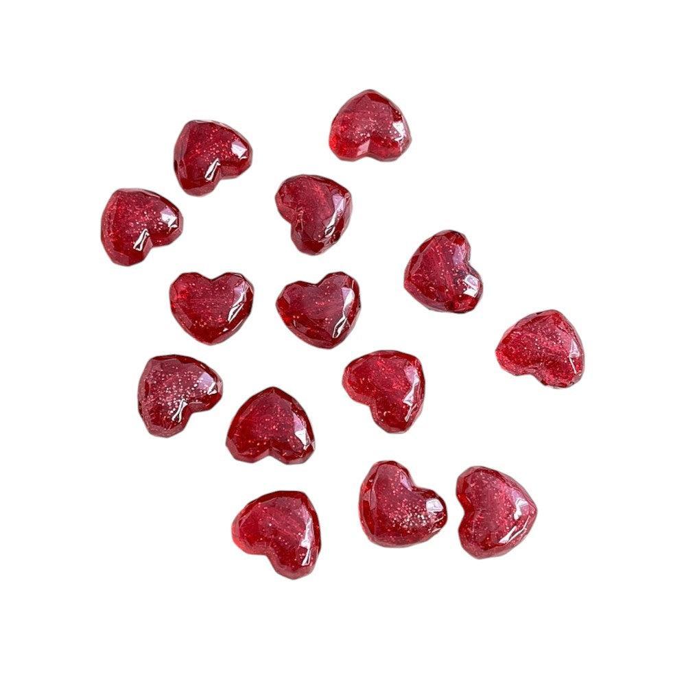 Acryl kraal rood hart glitter 19mm- per stuk-bedels-Kraaltjes van Renate