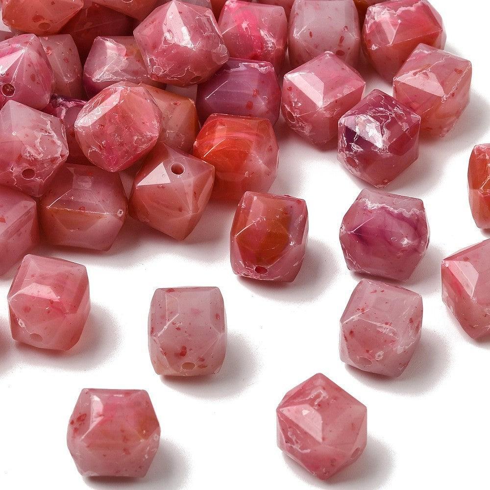 Acryl kraal vierkant Koraal Roze 12mm - per stuk-Kralen-Kraaltjes van Renate