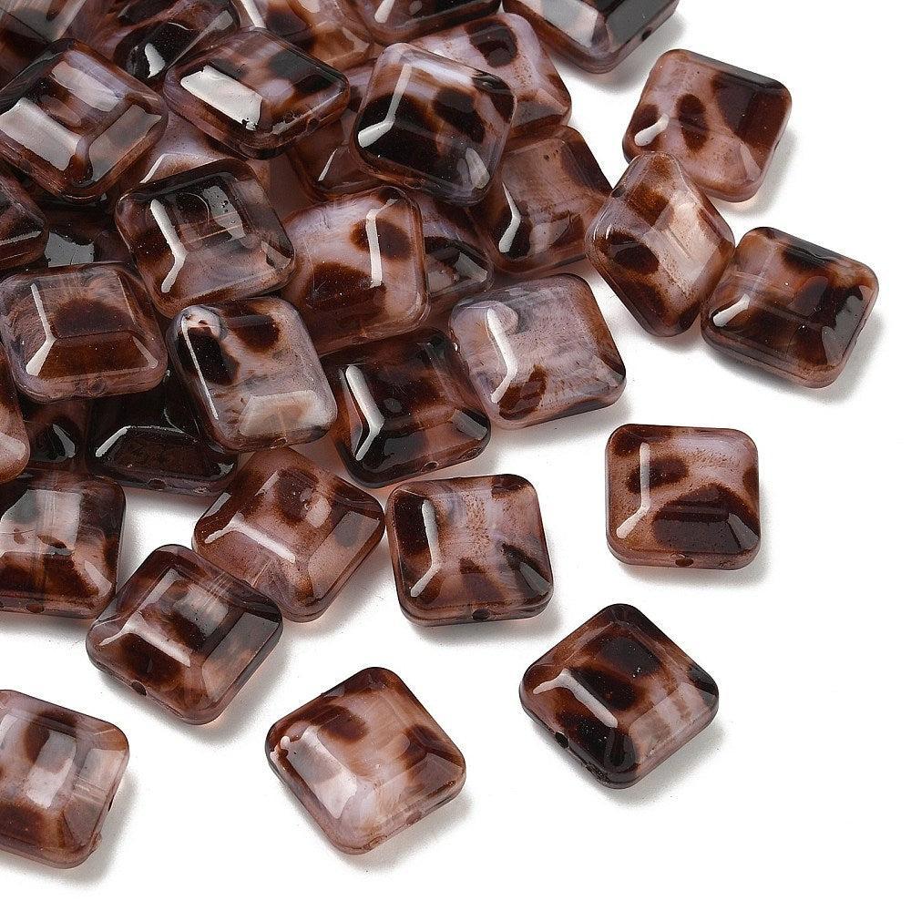 Acryl kraal vierkant Luipaard 16mm - per stuk-Kralen-Kraaltjes van Renate