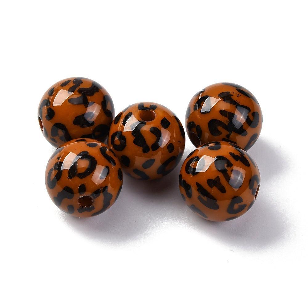 Acryl kralen Panter print bruin 15mm - per stuk-Kralen-Kraaltjes van Renate