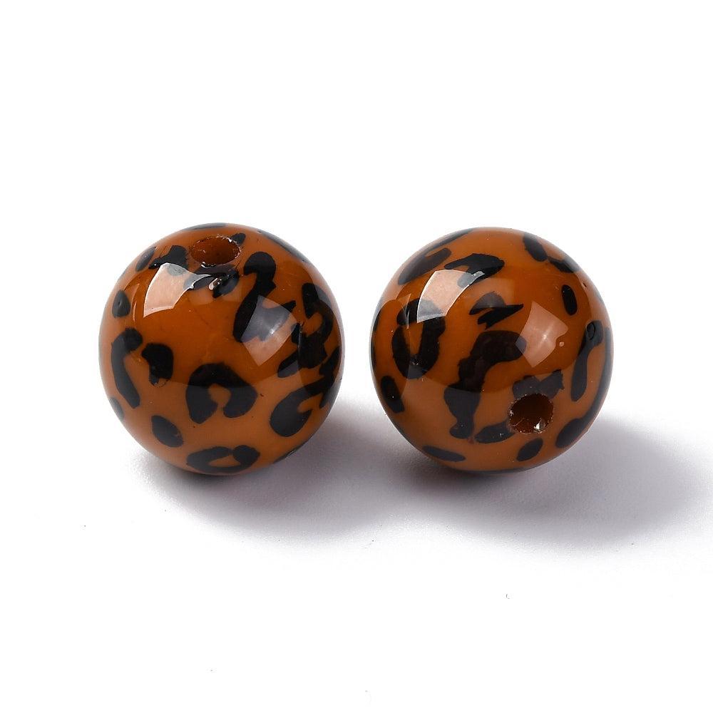 Acryl kralen Panter print bruin 15mm - per stuk-Kralen-Kraaltjes van Renate