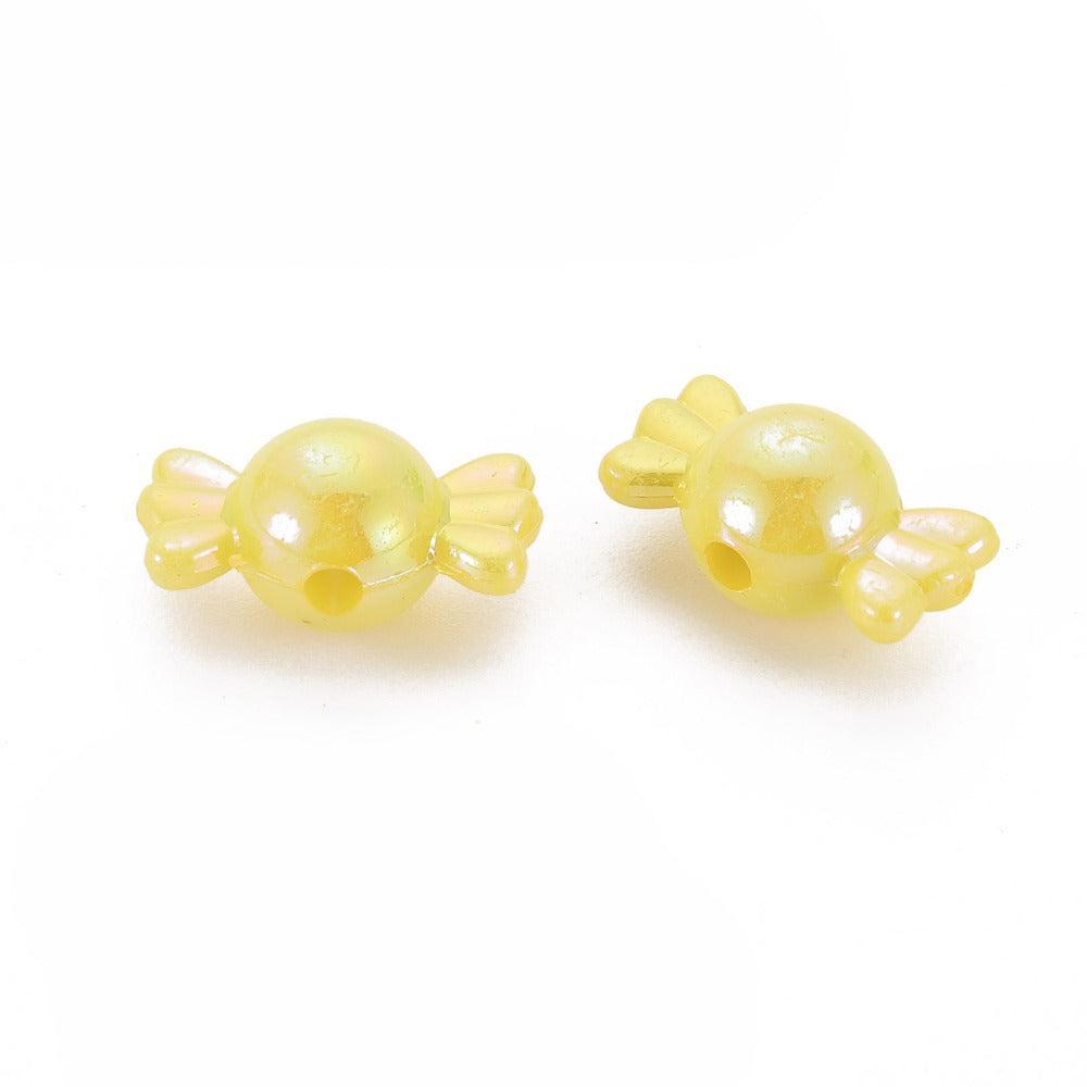 Acryl kralen Snoepjes Geel gekleurd 17x9mm- 24 stuks-Kralen-Kraaltjes van Renate