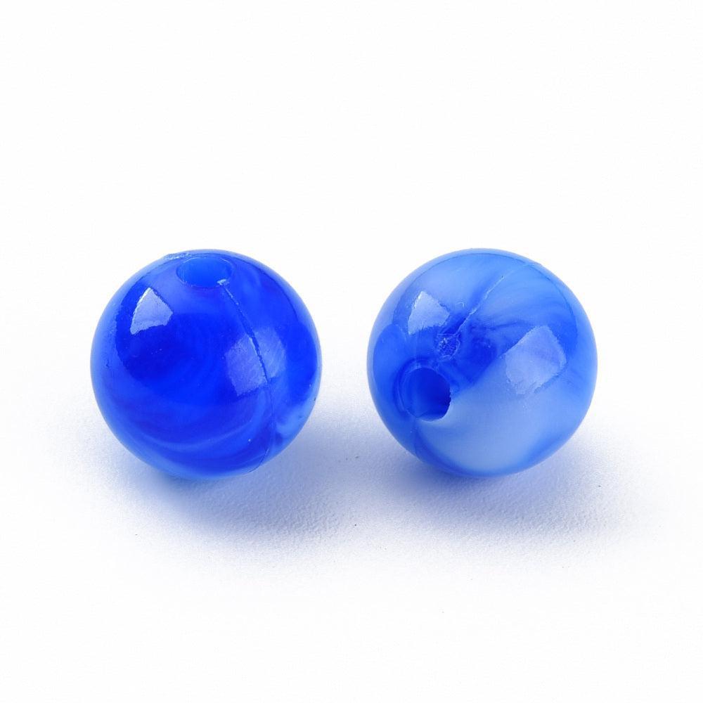 Acryl kralen blauw marmer 10mm - per stuk-Kralen-Kraaltjes van Renate
