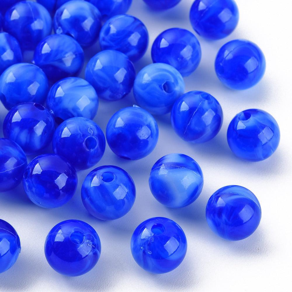 Acryl kralen blauw marmer 10mm - per stuk-Kralen-Kraaltjes van Renate