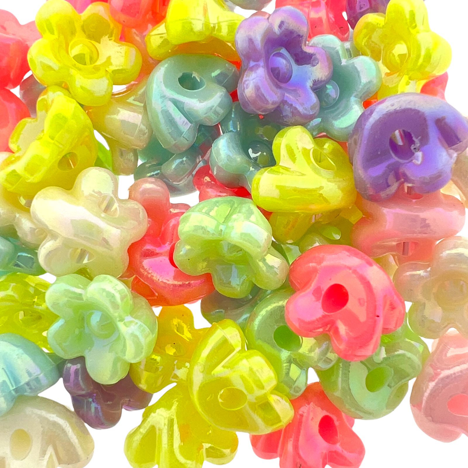 Acryl kralen bloem AB glans 10mm - 50 stuks-Kralen-Kraaltjes van Renate