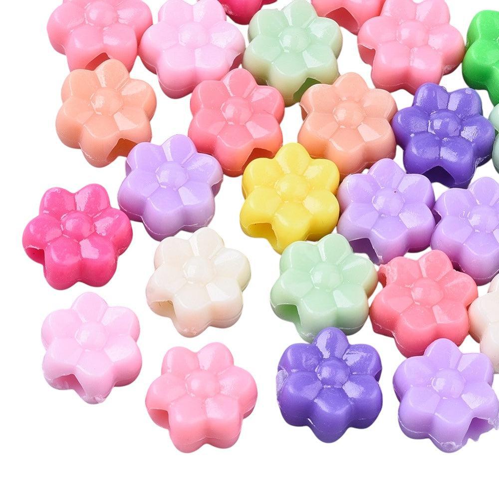 Acryl kralen bloemetjes kleur mix 12mm- per 40 stuks-Kralen-Kraaltjes van Renate