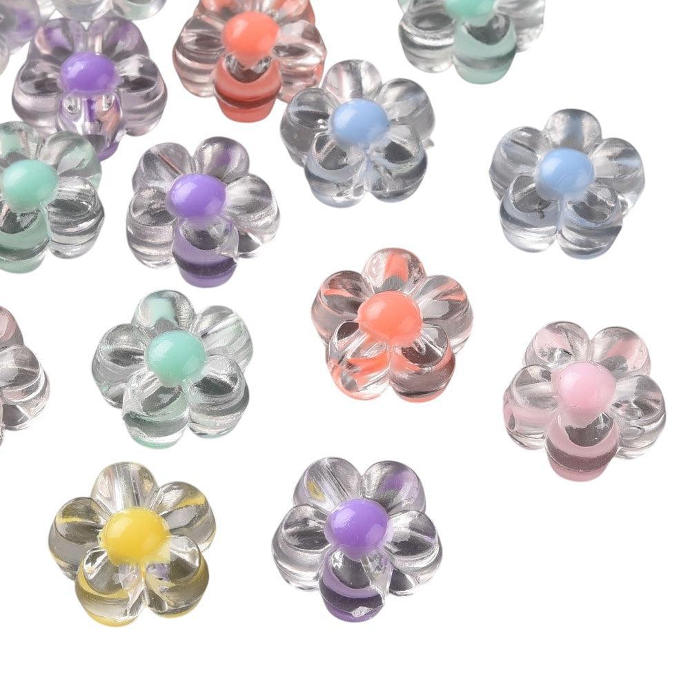 Acryl kralen bloemetjes mix clear 12mm- 19 stuks-Kralen-Kraaltjes van Renate