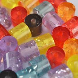 Acryl kralen buisje glitter gemixt 8mm (± 36st)-Kraaltjes van Renate