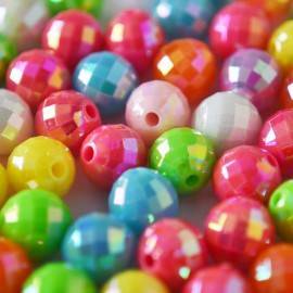 Acryl kralen facet rond AB gemixt 8mm (±65st)-Kraaltjes van Renate