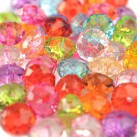 Acryl kralen facet rondel gemixt 12x7mm (±90st)-Kraaltjes van Renate