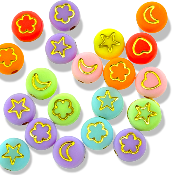 Acryl kralen figuur mix Multicolor goud 7mm - 20 stuks-Kralen-Kraaltjes van Renate