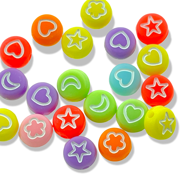 Acryl kralen figuur mix Multicolor wit 7mm - 20 stuks-Kralen-Kraaltjes van Renate