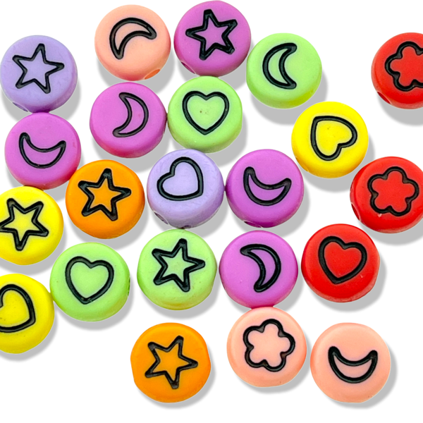 Acryl kralen figuur mix Multicolor zwart 7mm - 20 stuks-Kralen-Kraaltjes van Renate