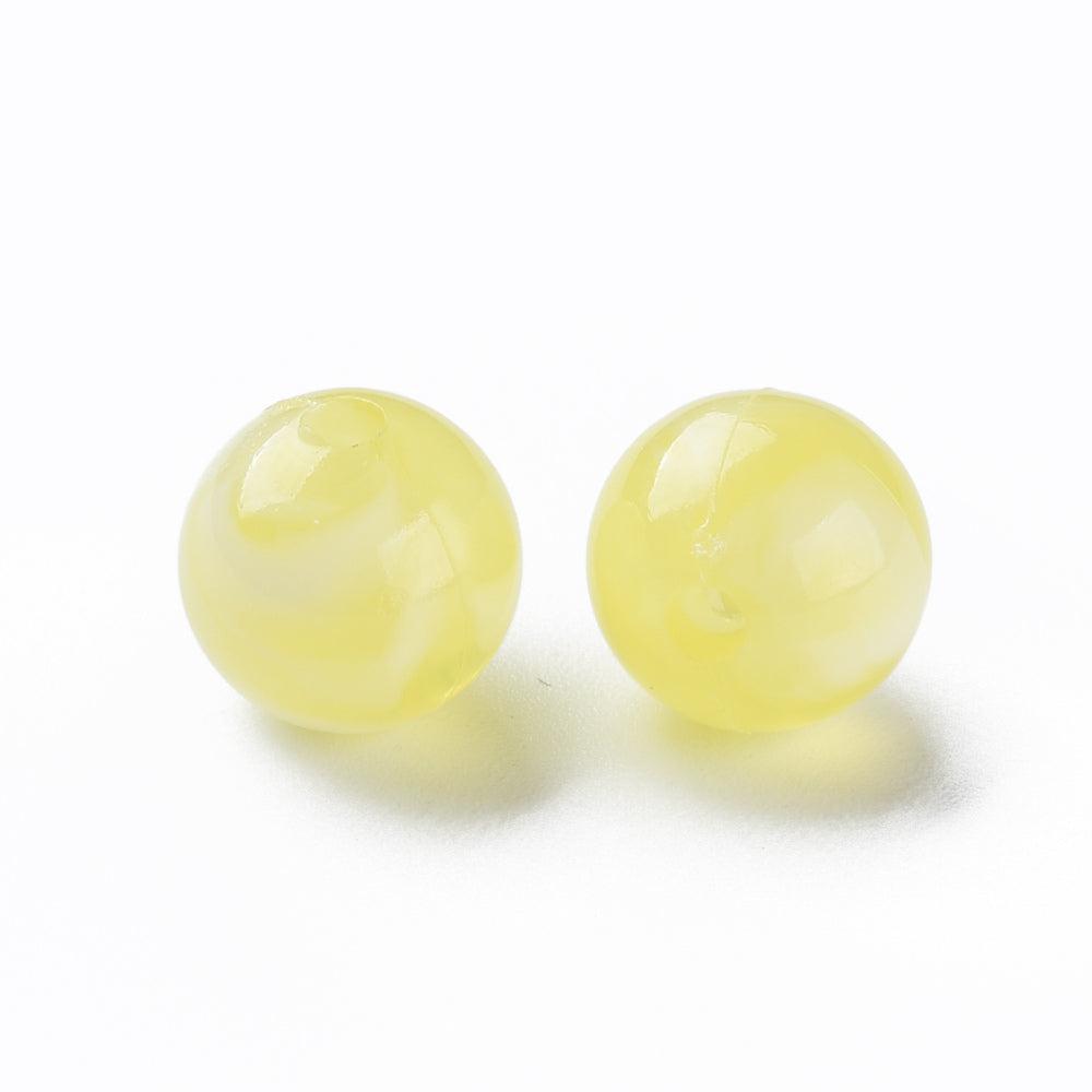 Acryl kralen geel marmer 10mm - per stuk-Kralen-Kraaltjes van Renate
