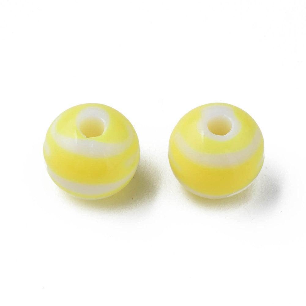 Acryl kralen gestreept Geel 11,5mm - per 11 stuks-Kralen-Kraaltjes van Renate