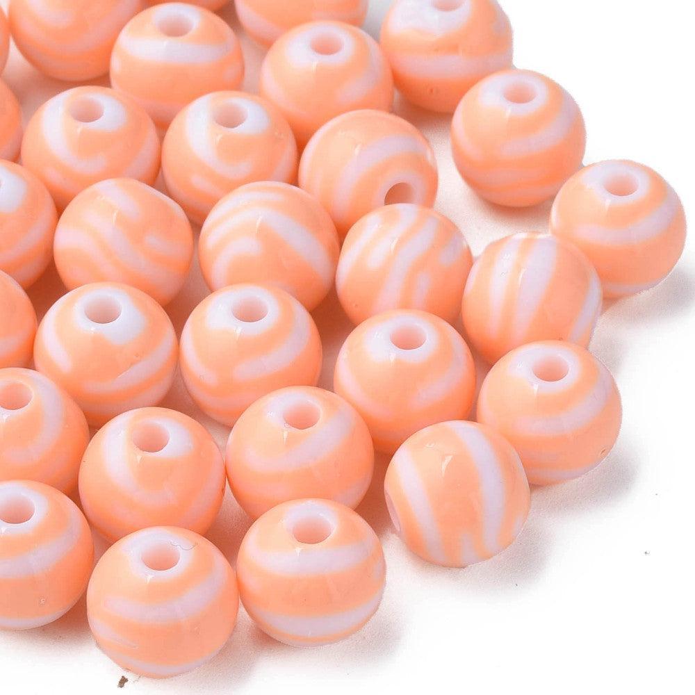 Acryl kralen gestreept oranje 11,5mm - per 11 stuks-Kralen-Kraaltjes van Renate