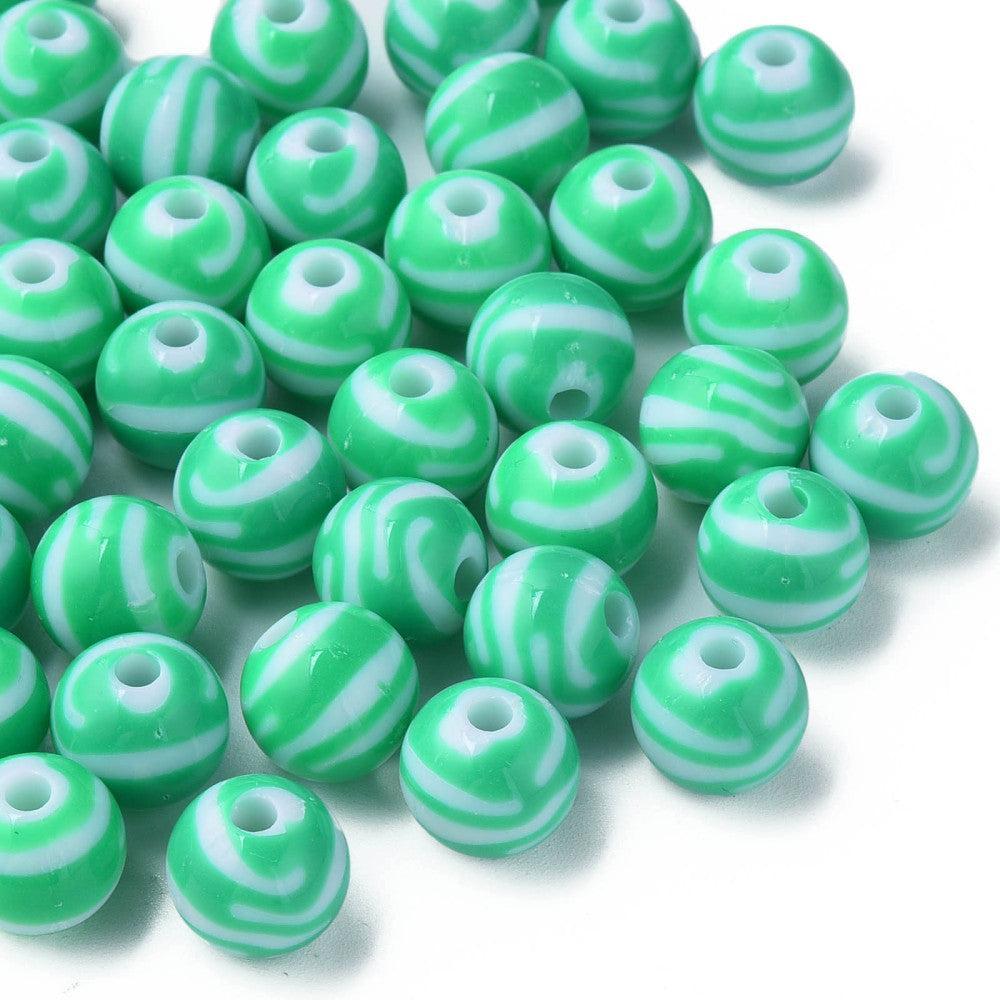 Acryl kralen gestreept turquoise 11,5mm - per 11 stuks-Kralen-Kraaltjes van Renate