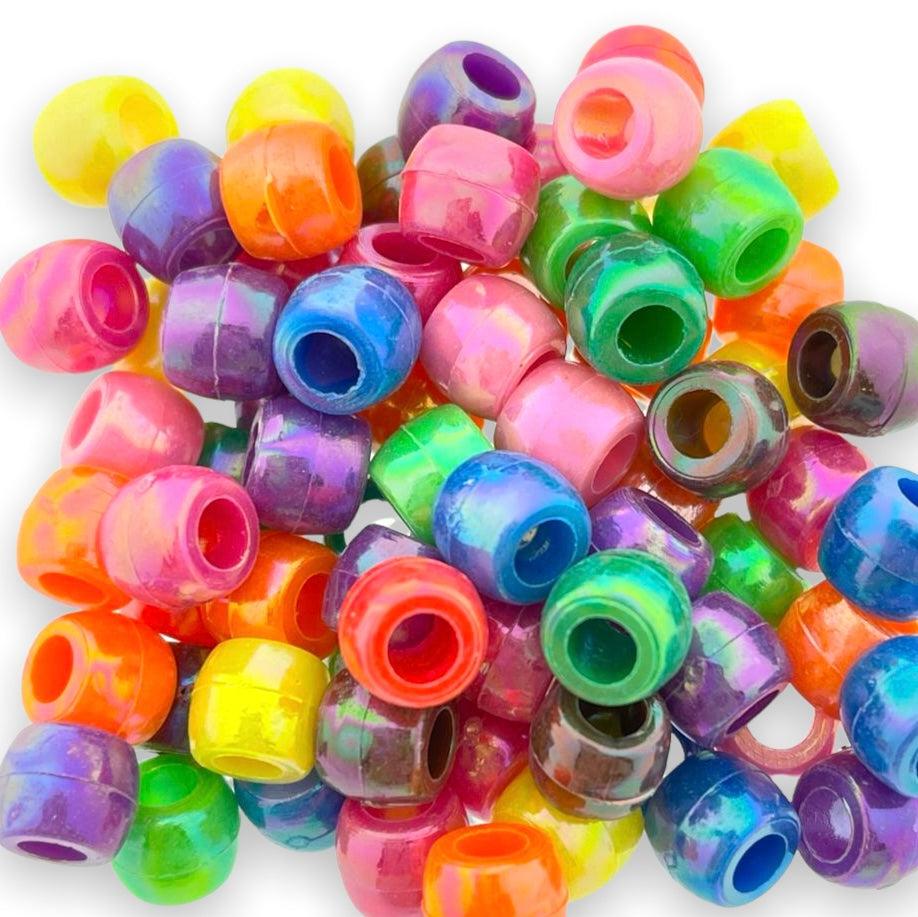 Acryl kralen groot gat multicolor ø4mm AB glans 8x6mm - ±60 stuks-Kralen-Kraaltjes van Renate
