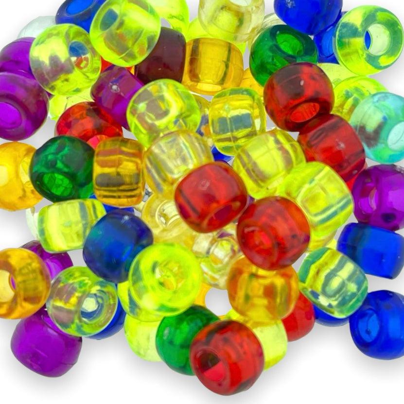 Acryl kralen groot gat multicolor ø4mm transparant 8x6mm - ±60 stuks-Kralen-Kraaltjes van Renate