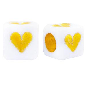 Acryl kralen hart Wit Goud 6mm - 20 stuks-Kralen-Kraaltjes van Renate