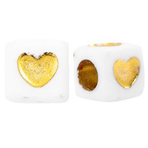 Acryl kralen hart Wit Goud 7mm - 20 stuks-Kralen-Kraaltjes van Renate