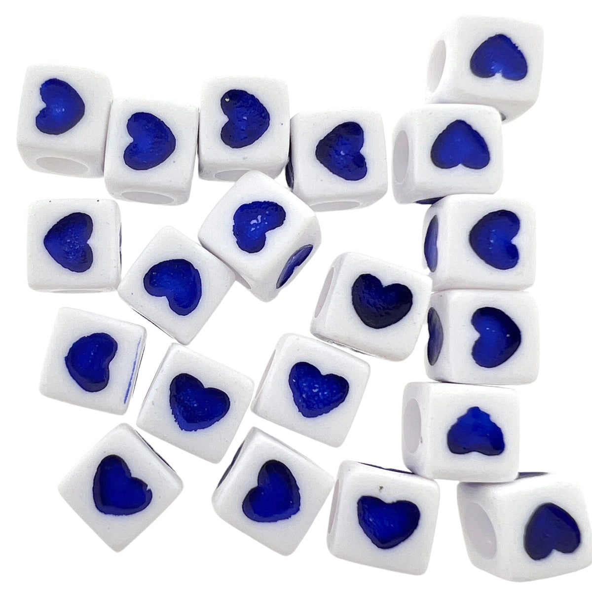 Acryl kralen hart Wit blauw 7mm - 20 stuks-Kralen-Kraaltjes van Renate