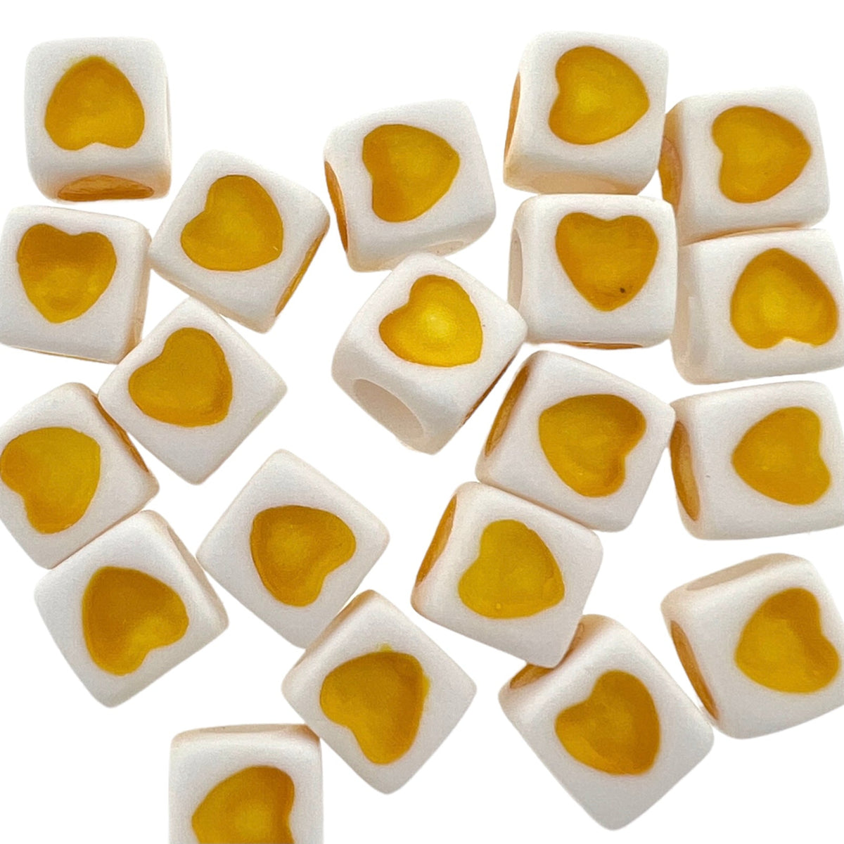 Acryl kralen hart Wit geel 7mm - 20 stuks-Kralen-Kraaltjes van Renate
