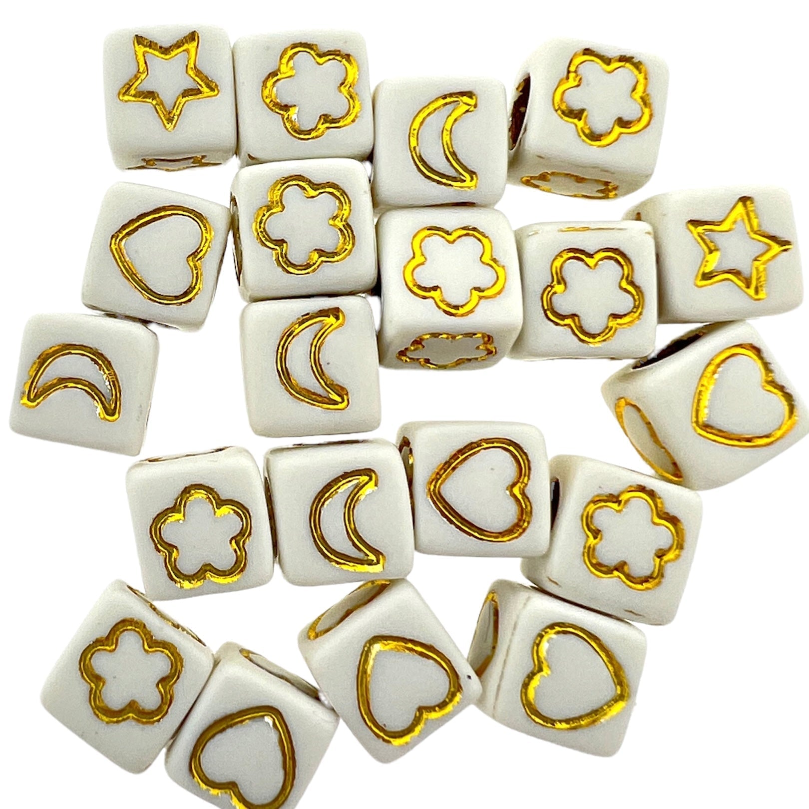 Acryl kralen hart Wit goud 7mm - 20 stuks-Kralen-Kraaltjes van Renate