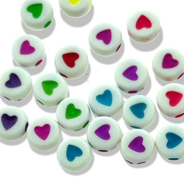Acryl kralen hartje Fluor wit 7mm - 20 stuks-Kralen-Kraaltjes van Renate