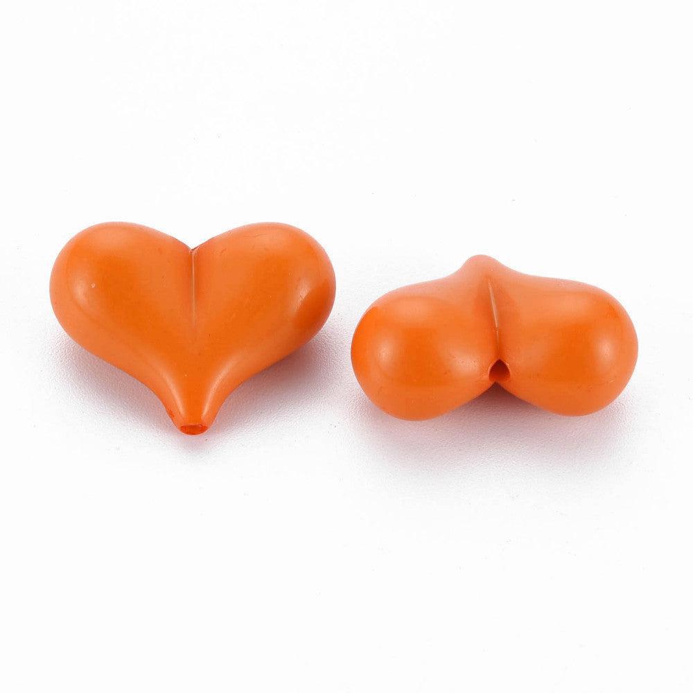 Acryl kralen hartjes Oranje gekleurd 22mm- 5 stuks-Kralen-Kraaltjes van Renate