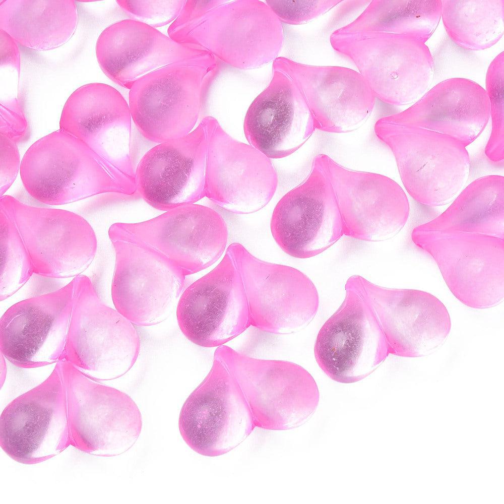Acryl kralen hartjes Transparant HotPink 22mm- 5 stuks-Kralen-Kraaltjes van Renate