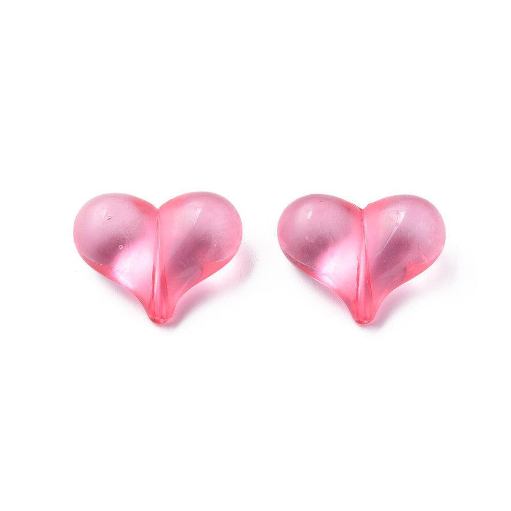 Acryl kralen hartjes Transparant flamingo roze gekleurd 22mm- 5 stuks-Kralen-Kraaltjes van Renate
