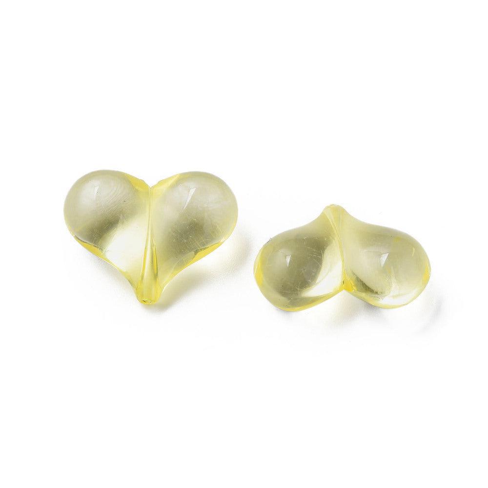 Acryl kralen hartjes Transparant geel gekleurd 22mm- 5 stuks-Kralen-Kraaltjes van Renate