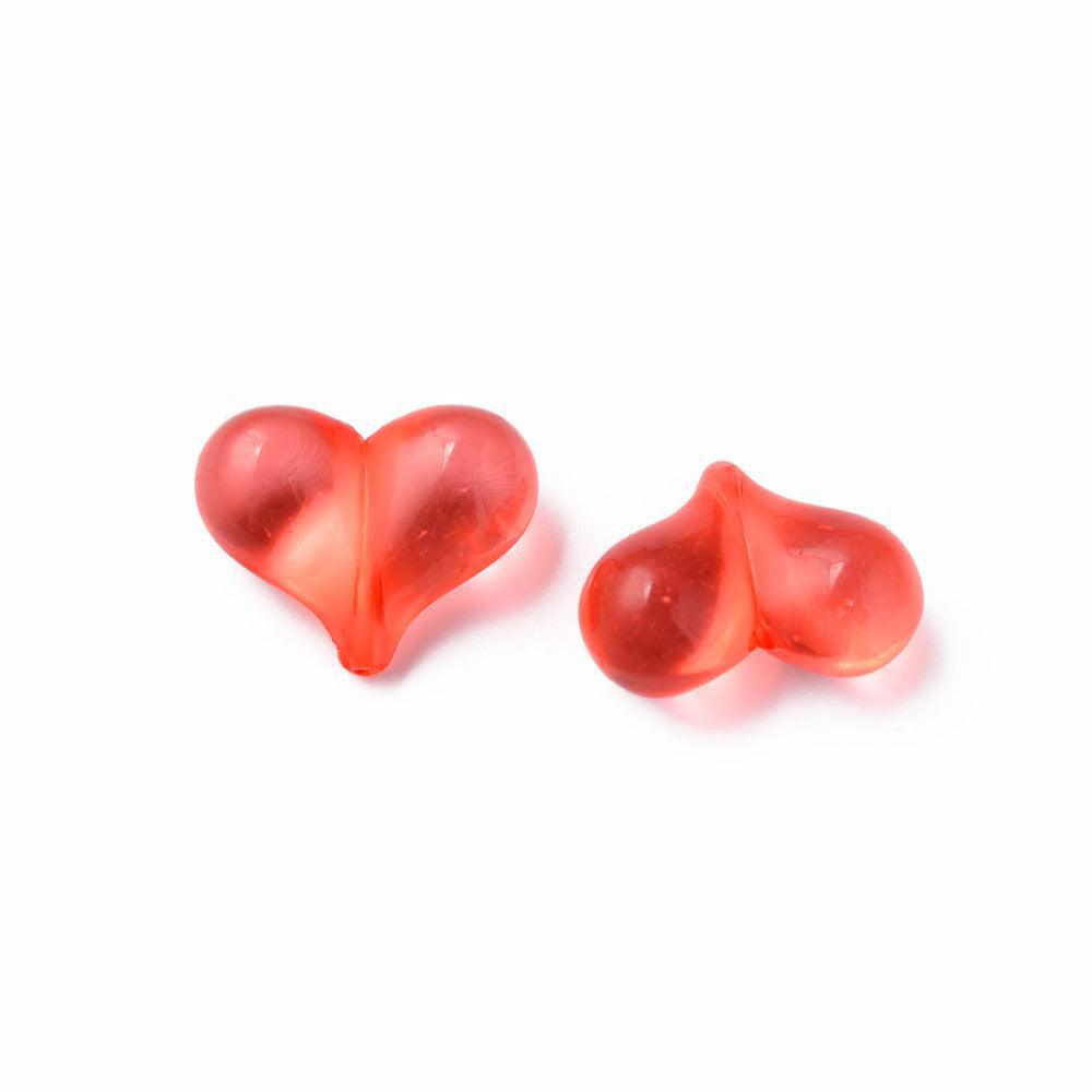 Acryl kralen hartjes Transparant oranje 22mm- 5 stuks-Kralen-Kraaltjes van Renate