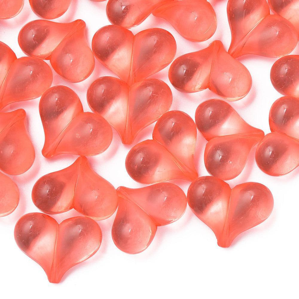 Acryl kralen hartjes Transparant oranje 22mm- 5 stuks-Kralen-Kraaltjes van Renate