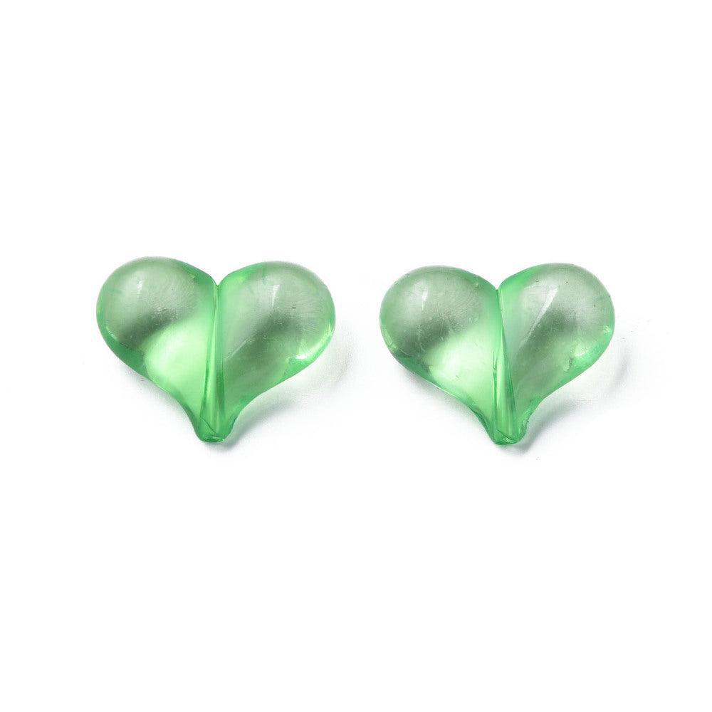 Acryl kralen hartjes Transparant sea green gekleurd 22mm- 5 stuks-Kralen-Kraaltjes van Renate