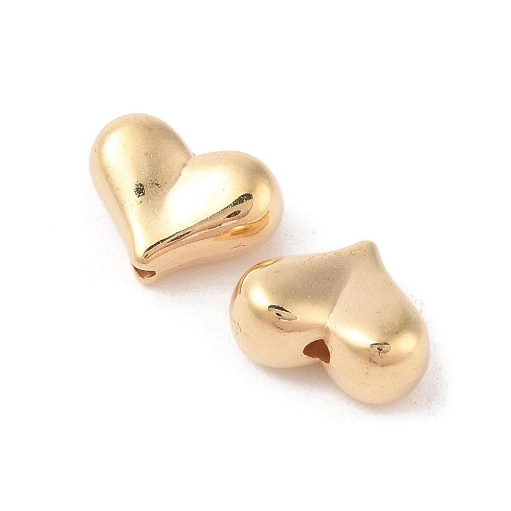 Acryl kralen hartjes goud 10,5mm- 7 stuks-Kralen-Kraaltjes van Renate