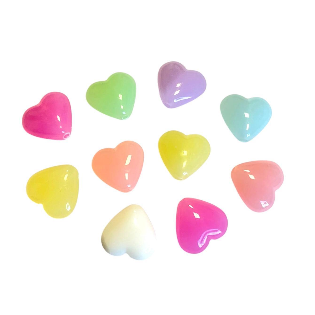 Acryl kralen hartjes mix pastel 17mm- 10 stuks-Kralen-Kraaltjes van Renate