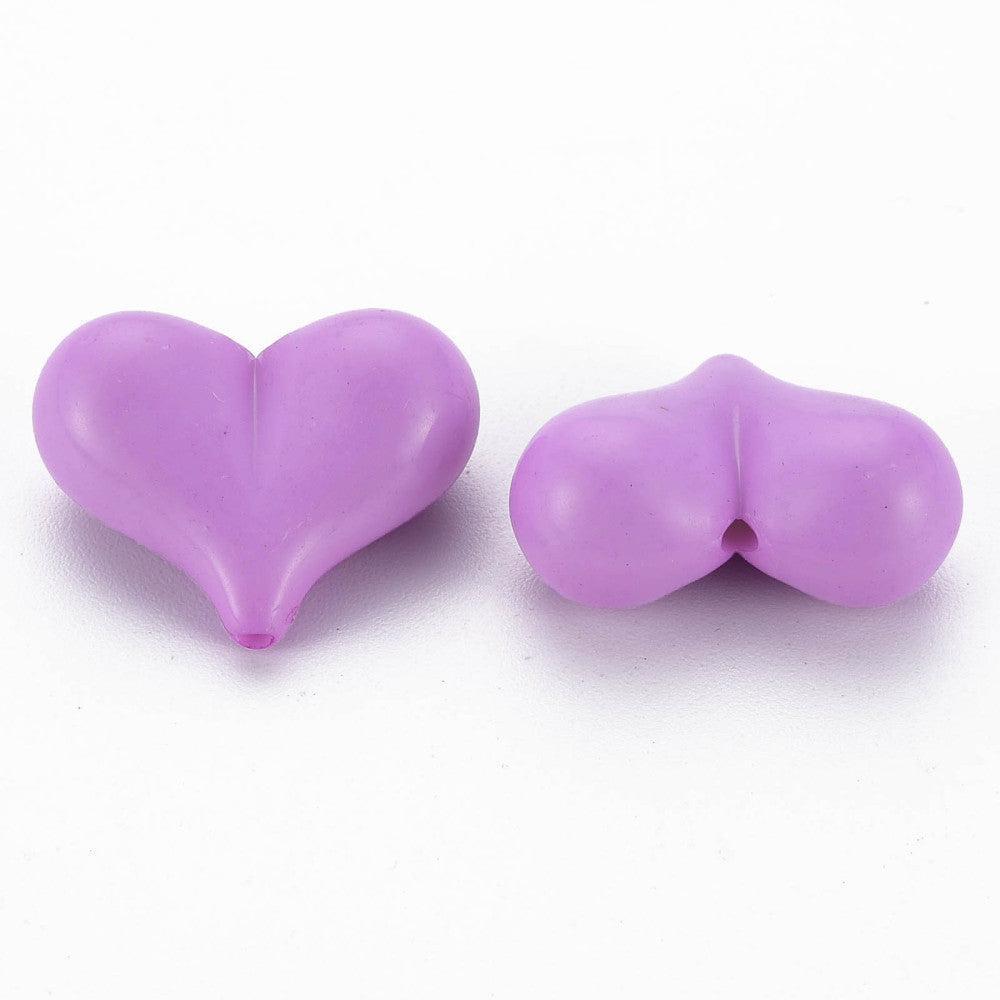 Acryl kralen hartjes paars gekleurd 22mm- 5 stuks-Kralen-Kraaltjes van Renate