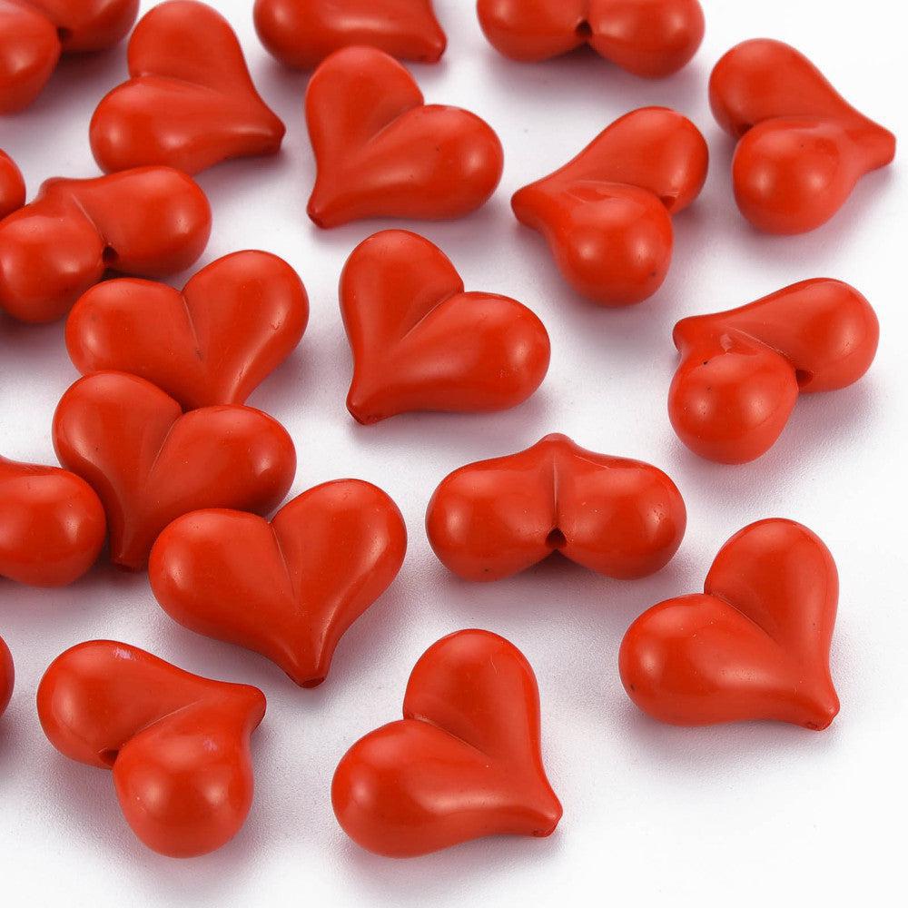 Acryl kralen hartjes rood gekleurd 22mm- 5 stuks-Kralen-Kraaltjes van Renate