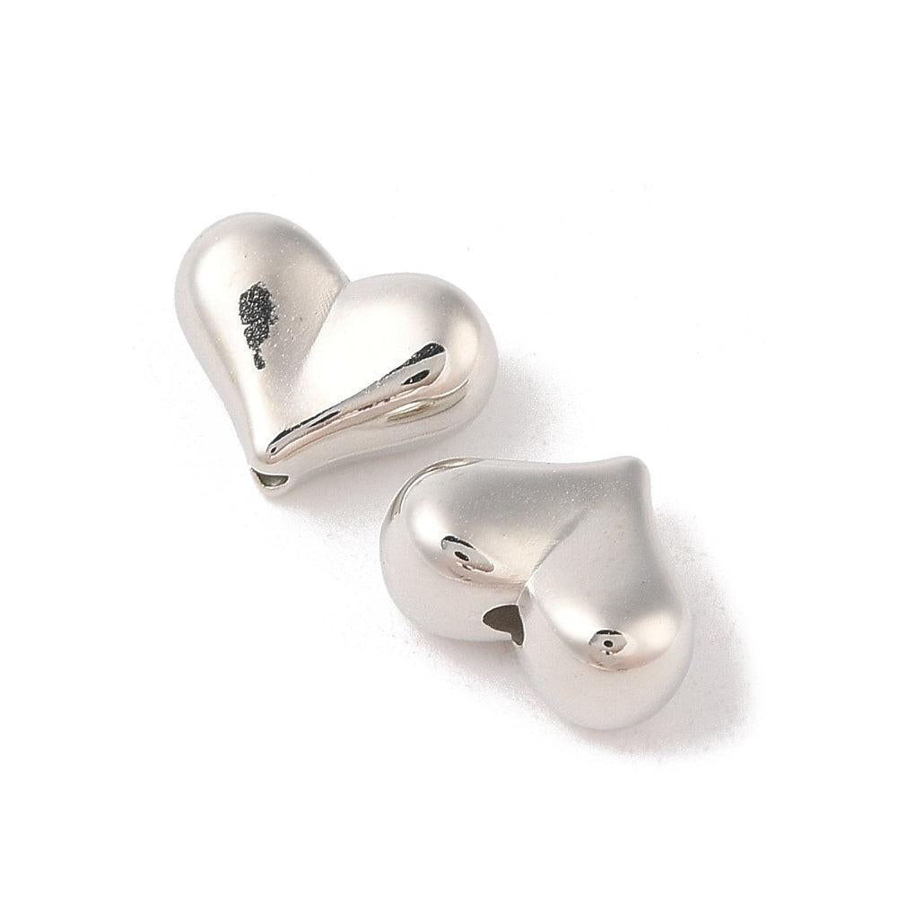 Acryl kralen hartjes zilver 10,5mm- 7 stuks-Kralen-Kraaltjes van Renate