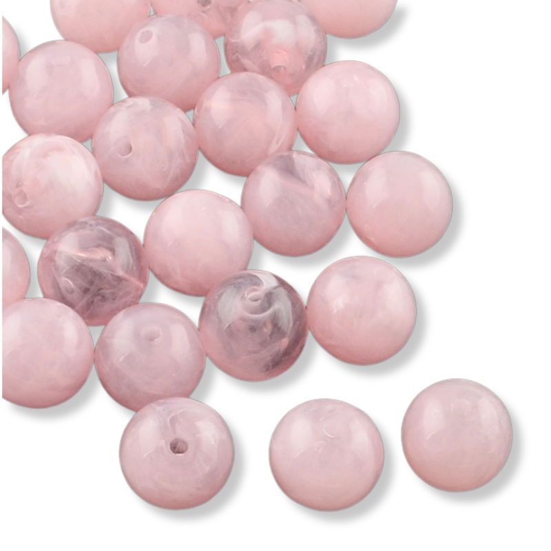 Acryl kralen licht roze marmer 12mm - per stuk-Kralen-Kraaltjes van Renate