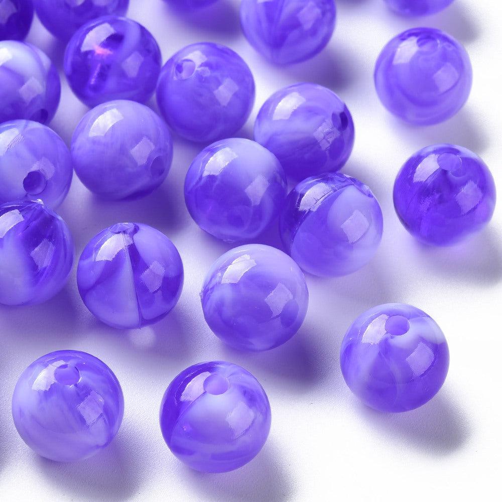 Acryl kralen marmer Paars 12mm - per stuk-Kralen-Kraaltjes van Renate